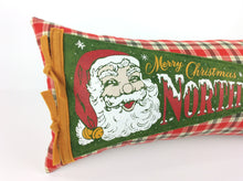 Load image into Gallery viewer, Christmas Pillow featuring Retro Santa Claus North Pole Pennant