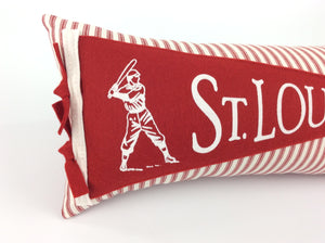 St. Louis Baseball Pennant Pillow red stripe