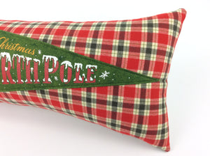Christmas Pillow featuring Retro Santa Claus North Pole Pennant