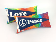 Load image into Gallery viewer, Peace Pennant Pillow Retro Tie Dye